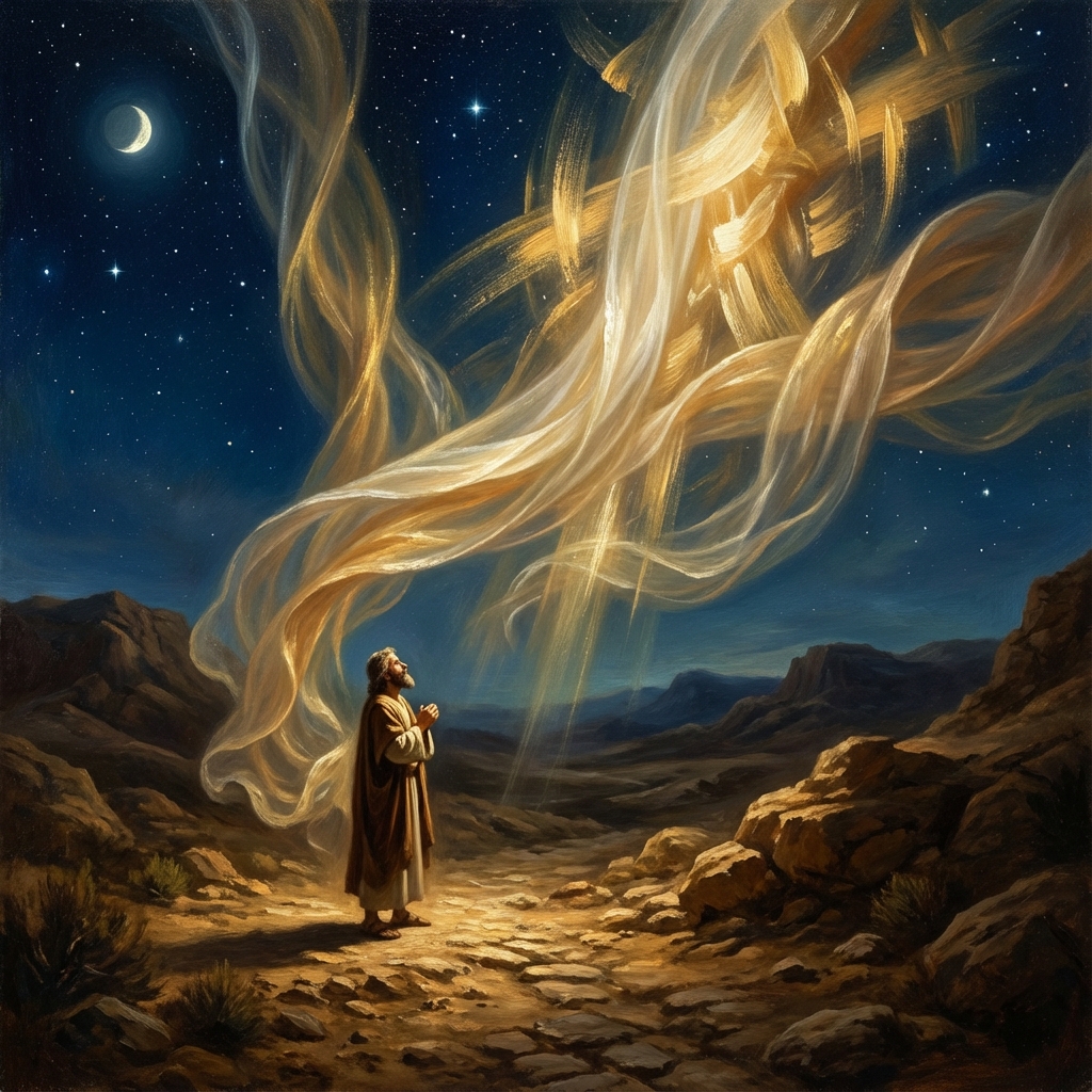 Artistic interpretation of Jacob's angelic encounter at Mahanaim